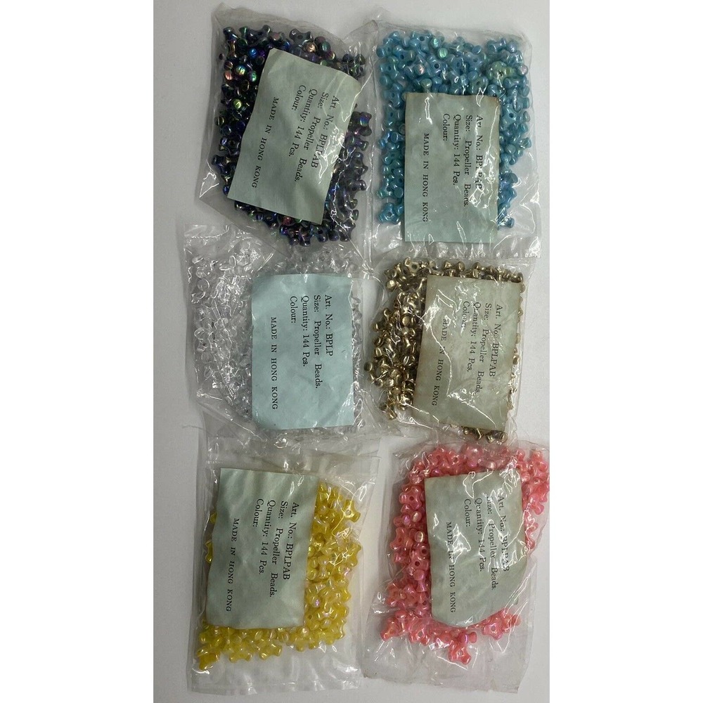 144 Gems 10MM TRI Propeller Beads blk,pink,yell,teal or clear 1 Bag - Picture 5 of 12